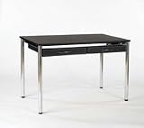 Laurence Leather Desk-Brown Leather TopChrome Base