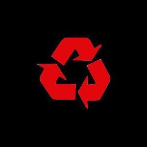 Recycling Symbol RED vinyl cut-out sticker 4.5" - NOTEBOOK, LAPTOP, IPAD, WINDOW, WALL, CAR, TRUCK, MOTORCYCLE, TRASH CAN, GARBAGE CAN