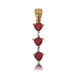Ladies Yellow Gold Heart Pendant w Ruby & Diamonds