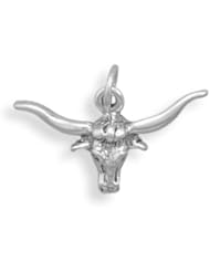 (C) Longhorn Charm, Sterling Silver