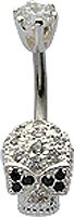 Belly button rings by GlitZ JewelZ ? - jeweled skull - navel jewellery - Beautiful Laser cut crystals and comes with 6mm top gem ball. gently packed in a lovely velvet pouch. Surgical steel bar 1.6mm
