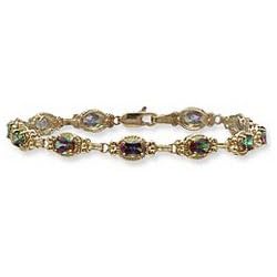 Oval-Cut Mystic Topaz Gemstone Tennis Bracelet by Ultra Diamonds