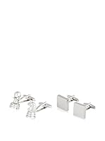 SILVIO SILVANI Dos Pares Gemelos Fantasía De Piezas De Ajedrez Y Clásicos De Forma Cuadrada Plateado