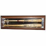 Double Bat Mirrored Display Case with Engraved MLB Team Logo (Mahogany Finish)