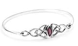 Sterling Silver Amethyst Celtic Bangle Cuff Bracelet