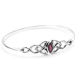 Sterling Silver Amethyst Celtic Bangle Cuff Bracelet by Silver Insanity