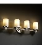 IMAGE OF Justice Design Group FSN-8514-10-OPAL-NCKL Rondo Fusion 4 Light Bath Vanity Light in Brushed Nickel with Opal glass