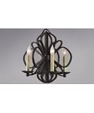 Authenticity Lighting 15-0011-04-02 Monarch Iron 4 Light Mini Chandelier in Rustic Iron with Opaque Seedy glass