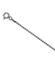 Black Rhodium Bead Pallini Ball Chain Necklace 16 to 30-inch Lengths