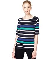Autograph Square Neck Multi-Striped Top