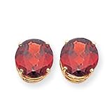 14k Garnet Diamond round stud earring XE77GA