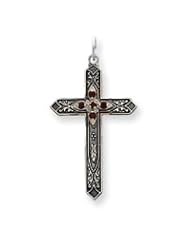 Sterling Silver Synthetic January Birthstone Cross Charm QC4328"