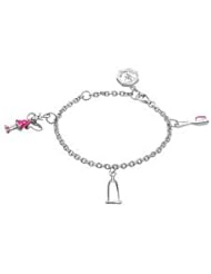 Childrens Sterling Silver Pink Enameled Tooth Fairy Bracelet (6 inches)