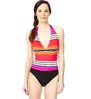 Tummy Control Halterneck Multi-Striped Swimsuit