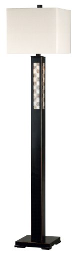 Kenroy Homes Windowpane Floor Lamp with Oil Rubbed Bronze Finish and a Crème Square Shade