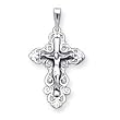 Sterling Silver Antiqued Crucifix Pendant with 20 Inch Sterling Silver Chain