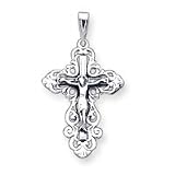 Sterling Silver Antiqued Crucifix Pendant with 20 Inch Sterling Silver Chain