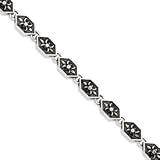 Sterling Silver Antiqued Gothic Bracelet - 8.5 Inch - Ball and Hook - JewelryWeb