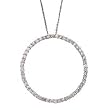 14k White Gold Link Chain with Diamond Circle Pendant Necklace- 18" (2.00ctw)