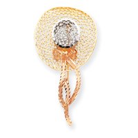 14k Tri-Color Filigree Diamond-cut Hat Pin - JewelryWeb