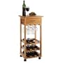 Wine Cart with Glass Rack, Drawer, Holds 9 Bottles