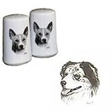 Australian Shepherd Small Salt and Pepper Shakers, Porcelain by Rosalinde (3')