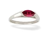 14K White Gold Genuine Marquise Ruby Ring