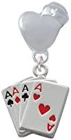 Aces Card Hand Nurse Heart Charm Bead