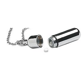 Ezy Dose Silver Colored Pill Fob Necklace for Nitroglycerine Tablets