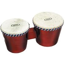 Natural Wood Bongos Red