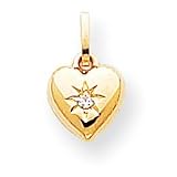 14k CZ Heart Charm