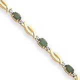 14k Emerald and Diamond Bracelet - 7 Inch - Lobster Claw