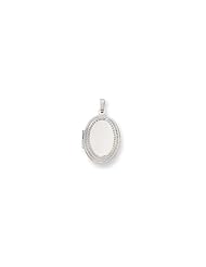 18in Rhodium-plated Medium Rope Edge Oval Locket Necklace