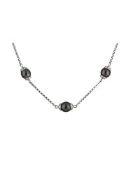 14kt White Gold Necklace with Black Tahitian Pearls