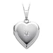 Heart Shaped Locket in 14kt. White Gold with Diamond Accent