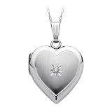 Heart Shaped Locket in 14kt. White Gold with Diamond Accent