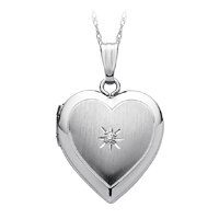 Heart Shaped Locket in 14kt. White Gold with Diamond Accent