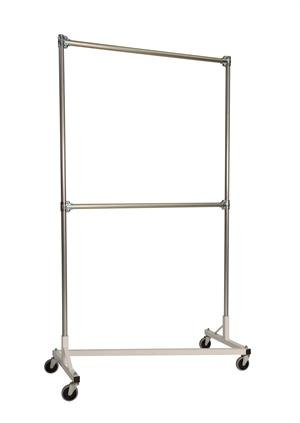 Heavy Duty Garment Z-Rack : Double Rail - 4' Base x 7' Uprights White