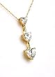14k Three Stone Heart Shaped Cubic CZ Pendant
