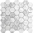 CARRARA (CARRERA) HEXAGON MARBLE MOSAIC TILE 2" HONED