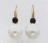 Pearl Leaverback Earrings with a Saphire Gemstone - XLB70SPL