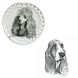 Basset Hound Heart Shaped Plate, Porcelain by Rosalinde (8' diameter)