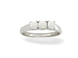 14K White Gold Genuine Square Opal 3-Stone Ring