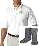 Men's polo shirt with embroidered image of: rubber boots