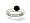14K White Gold Genuine Round Black Onyx and Diamond Ring - Size 4