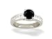 Jewelry : 14K White Gold Genuine Round Black Onyx and Diamond Ring