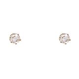 18kt Gold over Sterling Silver Tiny 3mm Round White CZ Post Earring