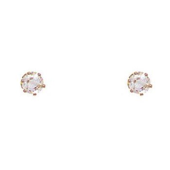 18kt Gold over Sterling Silver Tiny 3mm Round White CZ Post Earring