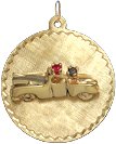 Antique Car on Disc, 14K Gold Charm