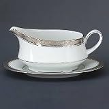 Noritake Crestwood Platinum Gravy Boat with Stand 16 Oz.